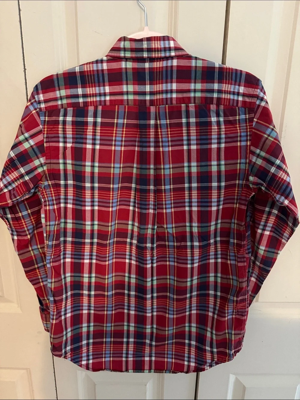 Boys Ralph Lauren Red Plaid long sleeve Shirt with Blue horse size 14/16